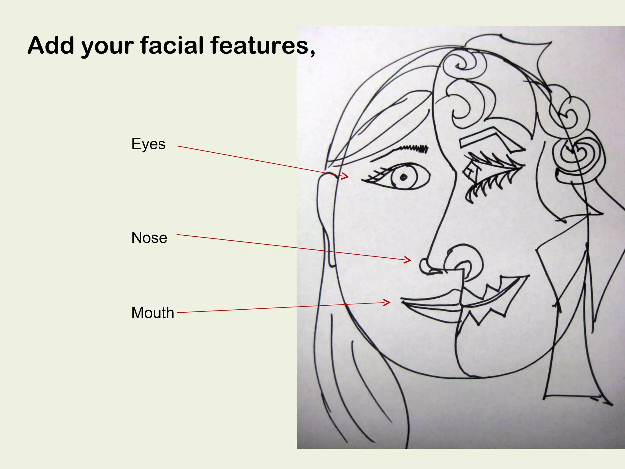 Add your facial features,  Eyes Nose Mouth 