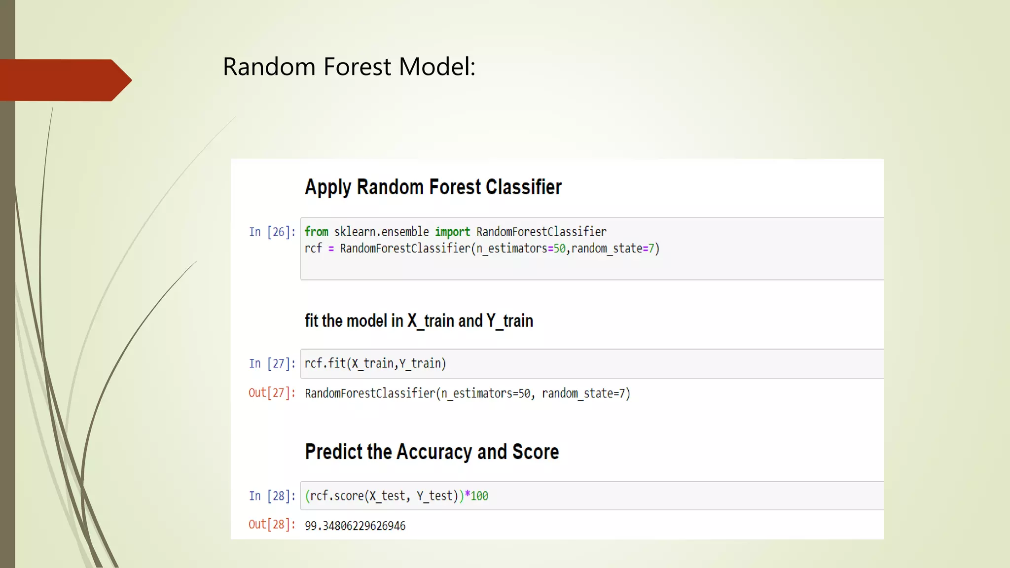 Random Forest Model:
 