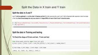 Split the Data in X train and Y train
 