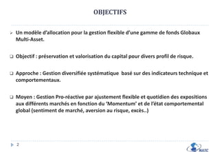 OBJECTIFSUn modèle d’allocation pour la gestion flexible d’unegamme de fonds Globaux Multi-Asset.