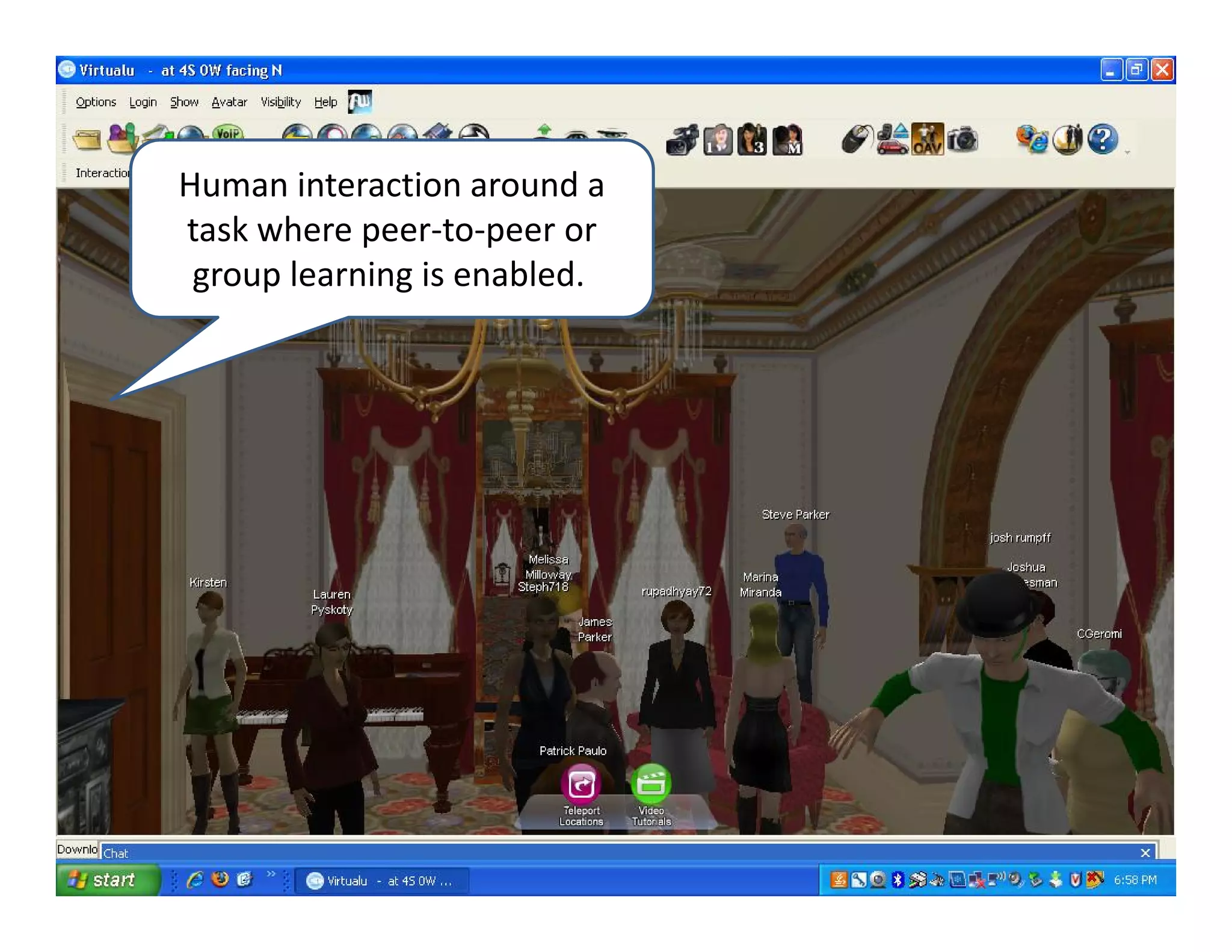 Human interaction around a 
task where peer‐to‐peer or 
 group learning is enabled.
 