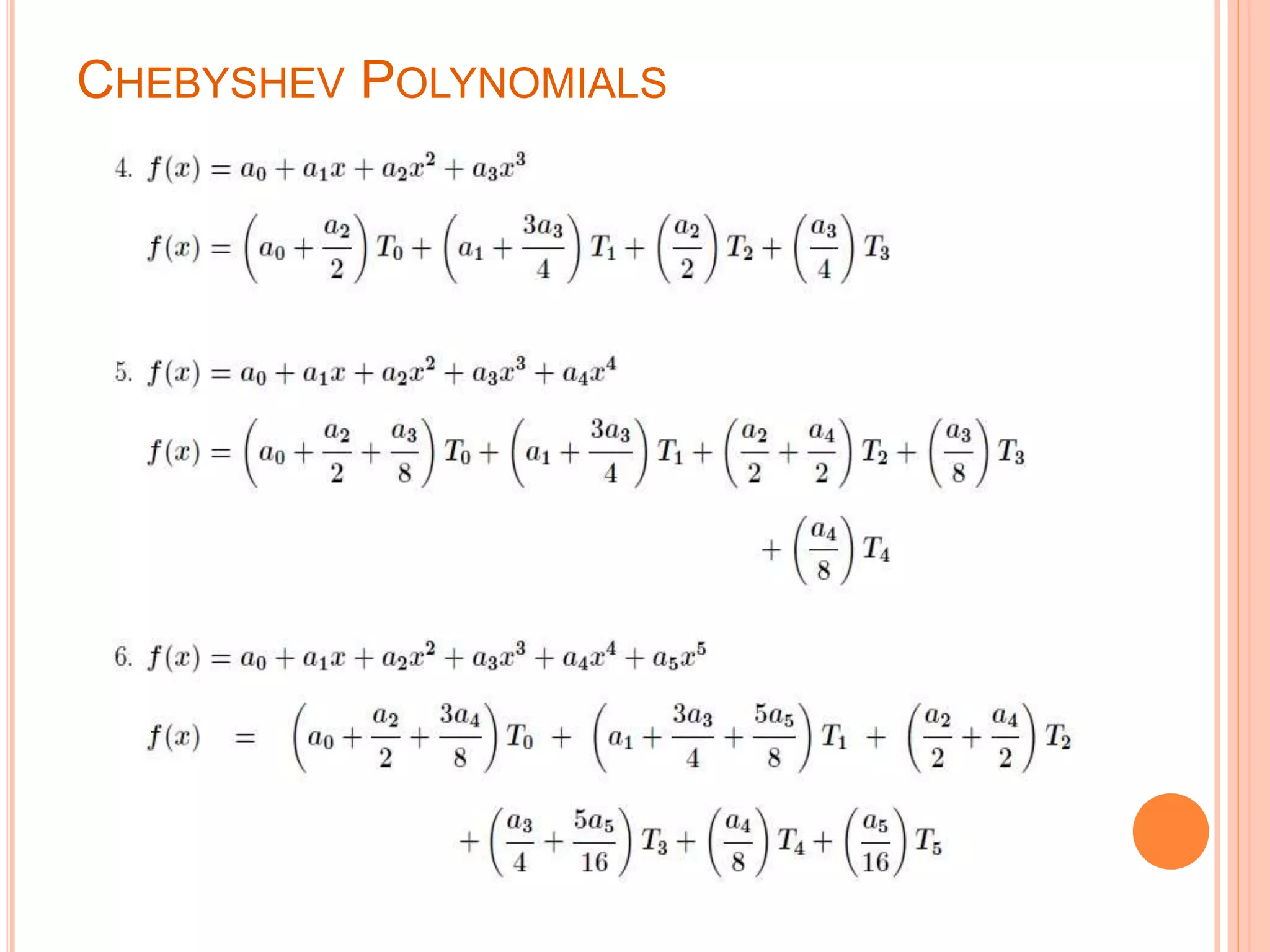 CHEBYSHEV POLYNOMIALS
 