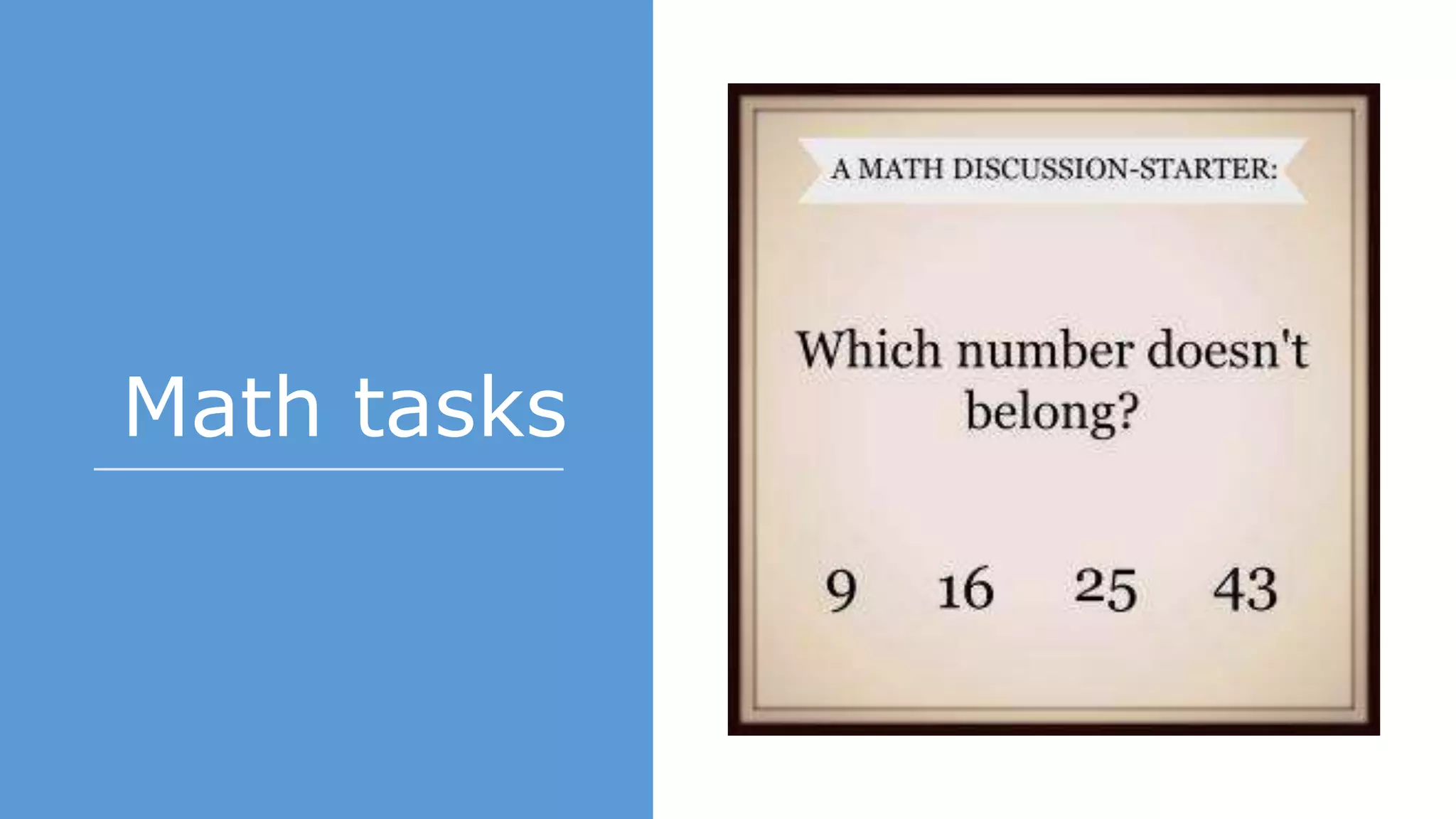 Math tasks
 