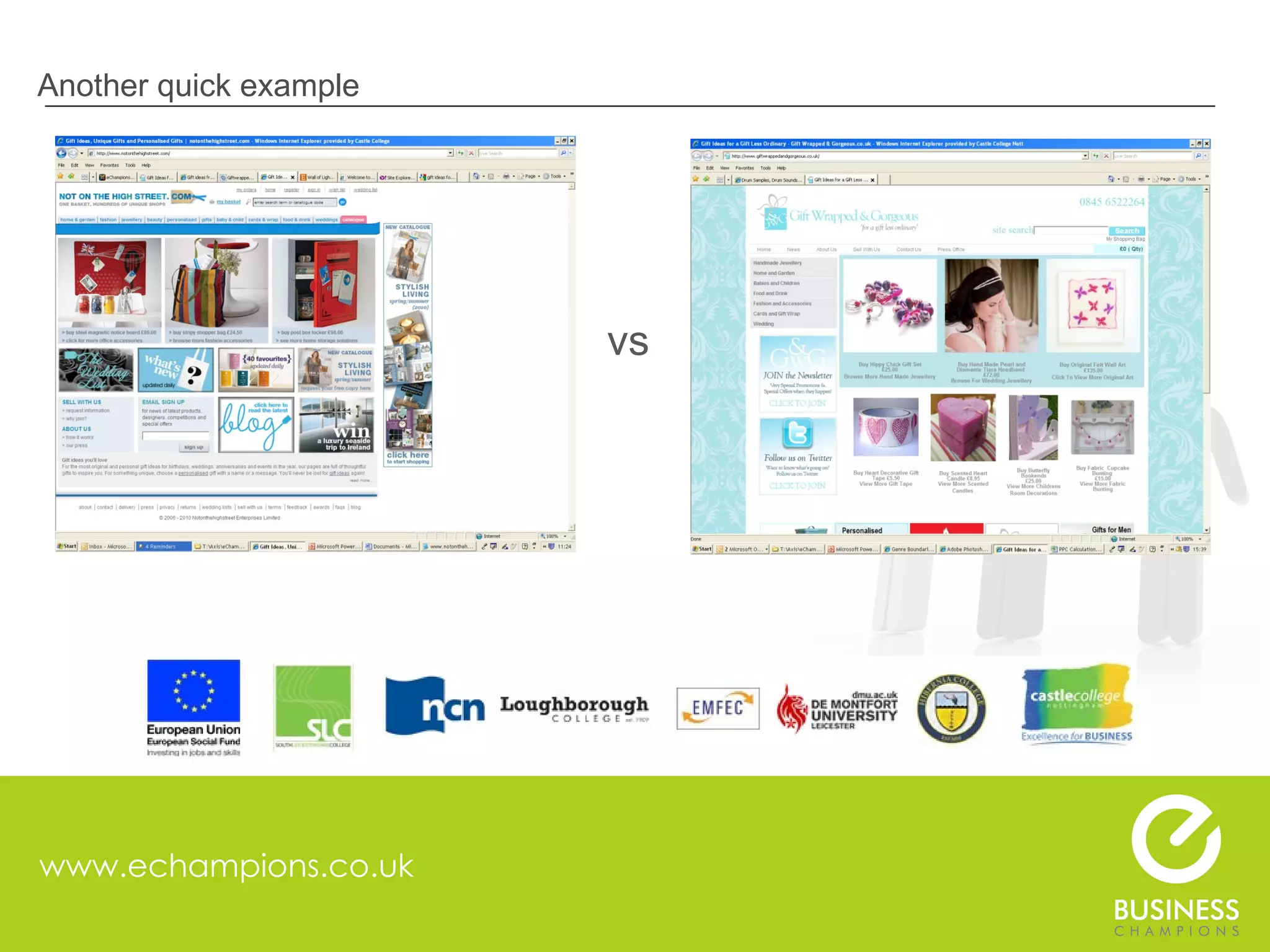 www.echampions.co.uk Another quick example vs 