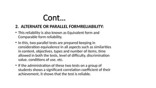 Parallel Test Reliability concept of reliability (measurement and evaluation) .pptx