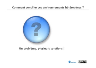 Comment concilier ces environnements hétérogènes ?




    Un problème, plusieurs solutions !
 