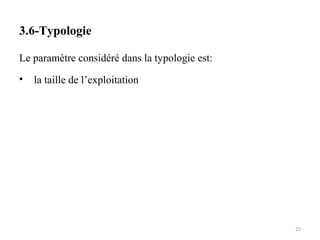 3.6-Typologie
Le paramètre considéré dans la typologie est:
• la taille de l’exploitation
22
 