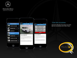 Liste des véhicules d’occasion à la vente
dans les concessions de la Côte d’Azur.
Liste des occasions
 