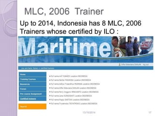 Presentation on MLC, 2006 ratification progress in Indonesia | PDF