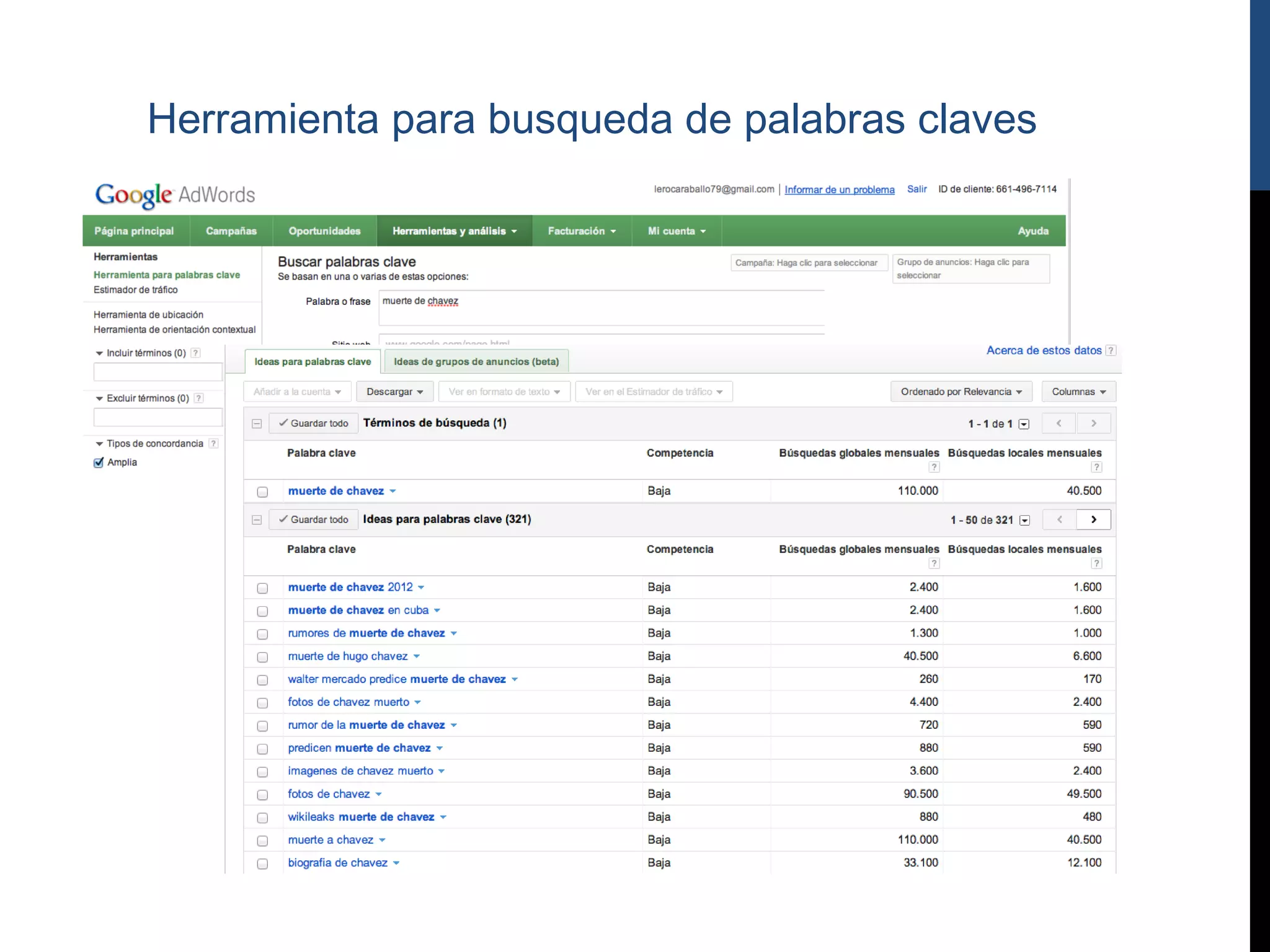 Herramienta para busqueda de palabras claves
 