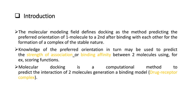 MOLECULAR DOCKING PRINCIPAL OF DRUG DISCOVERY | PPTX