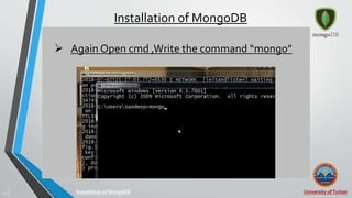 University ofTurbat21 |
Installation of MongoDB
Installation of MongoDB
 Again Open cmd ,Write the command “mongo”
 