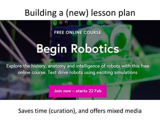 Target population
• 3 Teachers
• 42 Students (aged 16 – 17 y)
• Academic qualifications: human sciences, Latin &
sciences/mathematics…
• Optional course
 