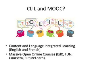 GroupMOOC
• People choose a MOOC
• Teacher narrows down the options/ learning to
‘pick the cherries’
• Fora are replaced by discussion on digital school
platform (LMS)
 