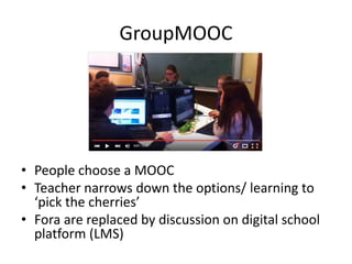 Passionate,
successful
Learning
MOOC?
MOOC use in
Schools: done
Our MOOC-CLIL
project
The Research
Effects on
Learners &
Teachers
Status so far
Think
questions
 