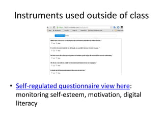 Surplus students w learning difficulties
• Review material (online content)
– Retention and understanding
– Repetition in a safe environment
• Transcripts, mixed media options
 