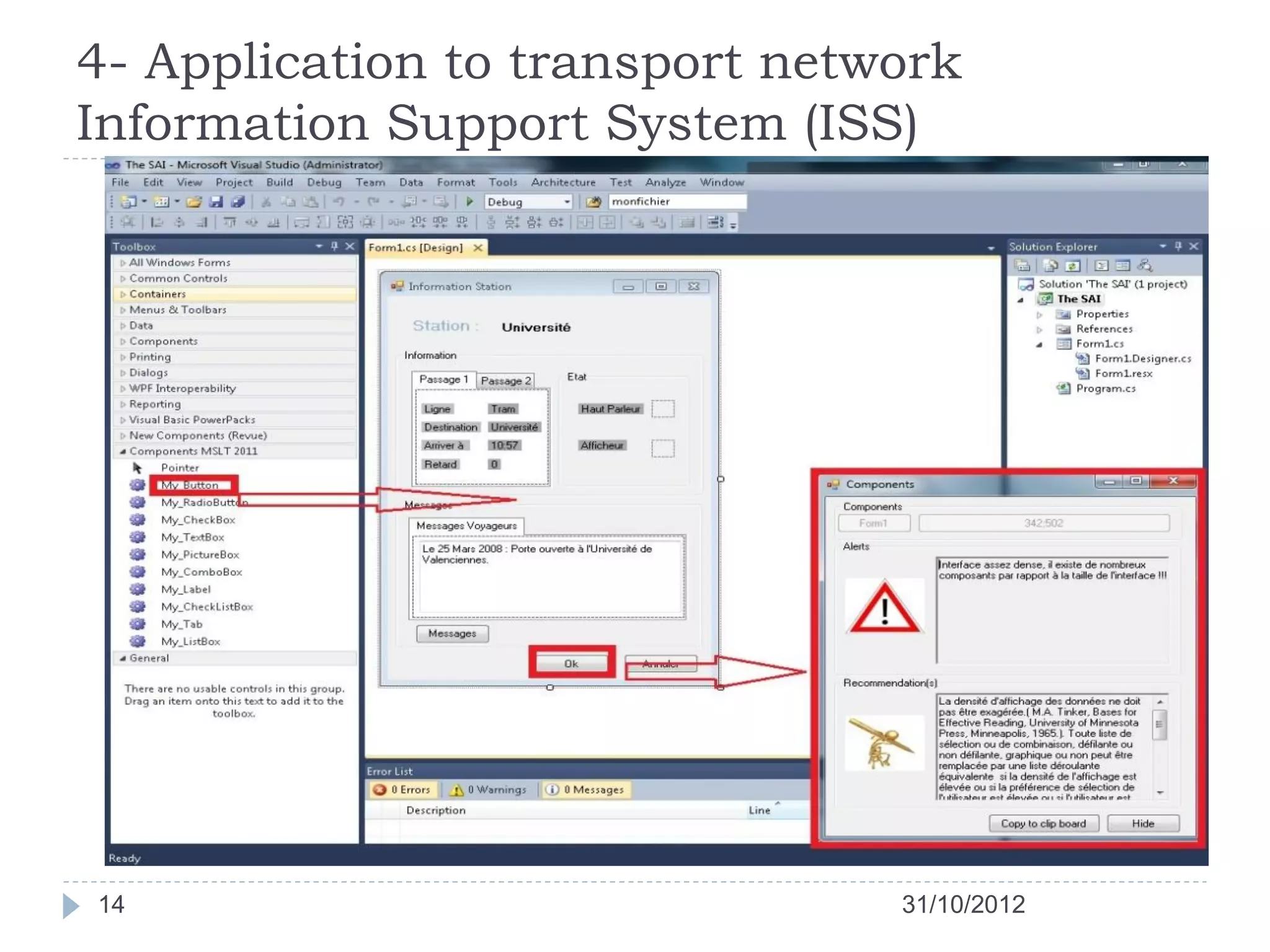 4- Application to transport network
Information Support System (ISS)




14                              31/10/2012
 