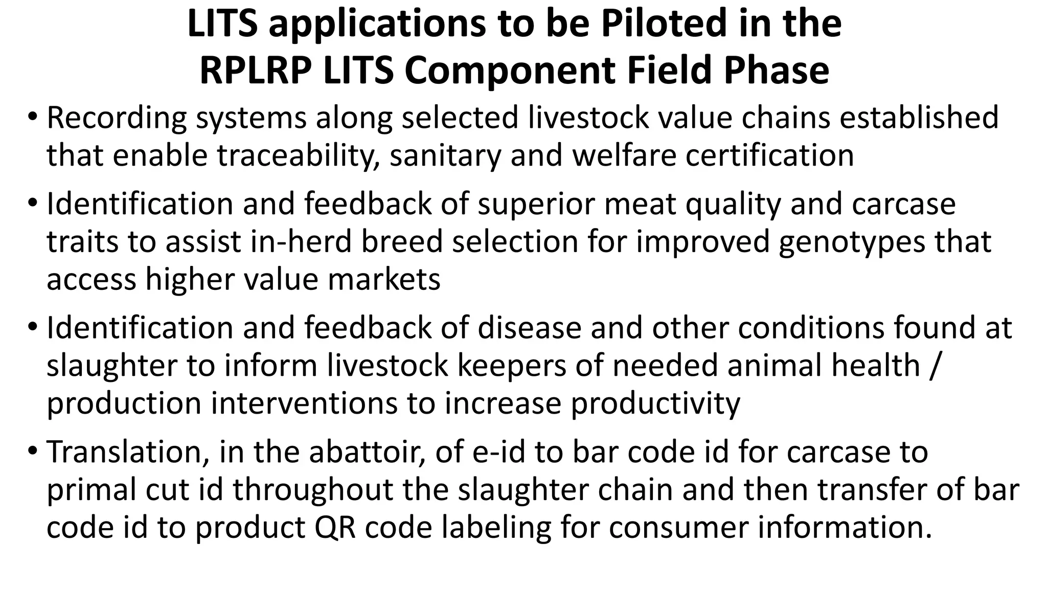 Livestock Identification and Traceability System [LITS] to Enhance ...