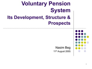 1
Voluntary Pension
System
Its Development, Structure &
Prospects
Nasim Beg
11th August 2005
 