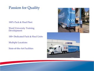 Passion for Quality 100% Pack & Haul Fleet Ward University Training Development 100+ Dedicated Pack & Haul Units Multiple Locations State-of-the-Art Facilities 