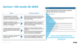 6 © 2016 Citrix | Confidential
Gartner: VDI needs SD-WAN
Gartner: VDI and DaaS Demand the
Enterprise Architects Rethink Their Network
Architectures
 