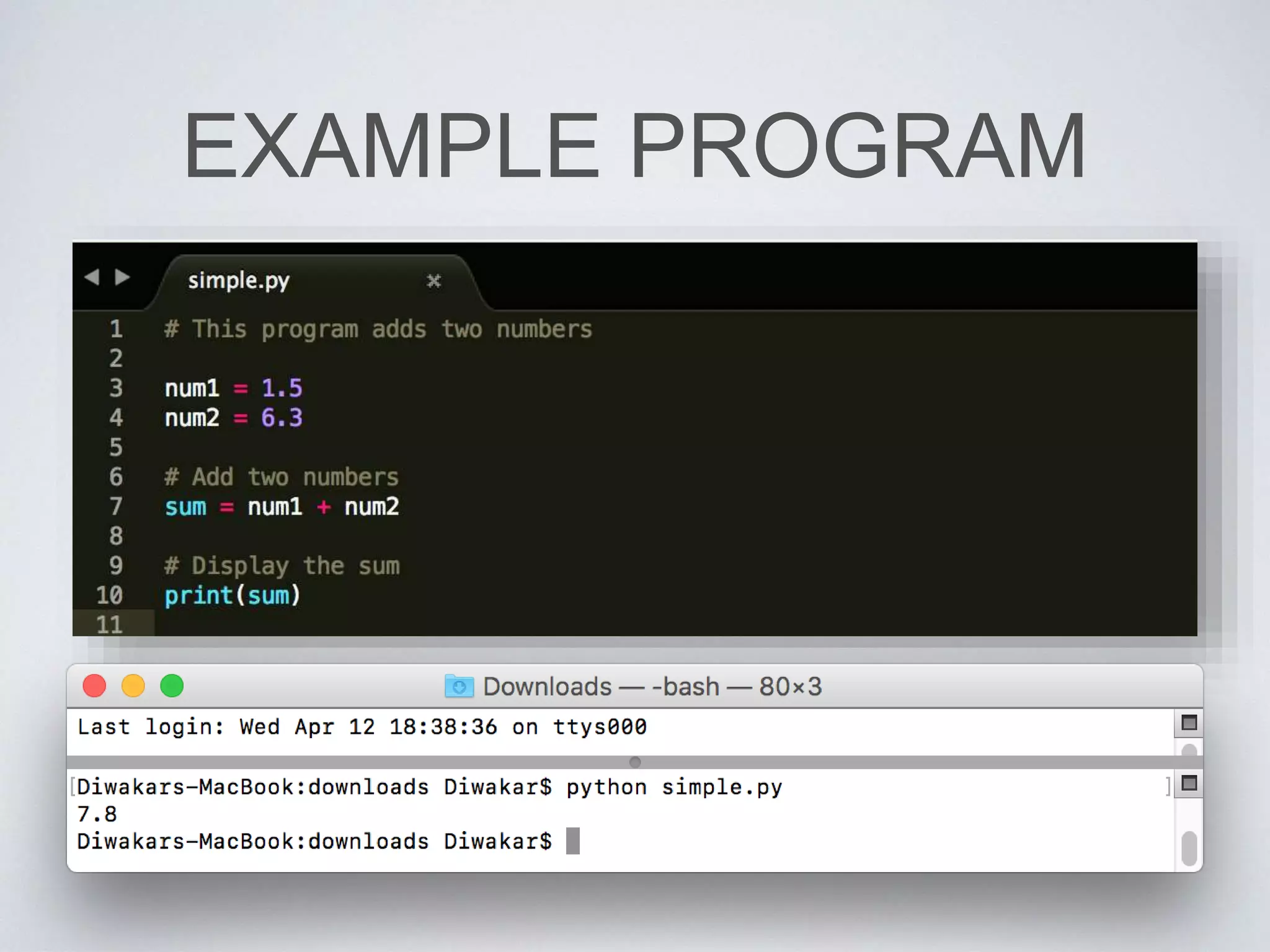 EXAMPLE PROGRAM
 