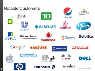 Notable Customers




                                18
                    TALENT SOLUTIONS
 