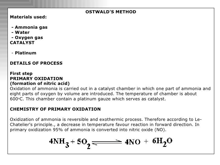 presentation nitric acid nitric oxide gas reacts with hydrogen gas to form ammonia gas and water vapor