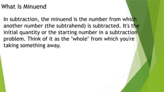 Minuned Mathematics Subtraction................. | PPTX
