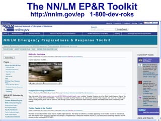 The NN/LM EP&R Toolkit
http://nnlm.gov/ep 1-800-dev-roks
 