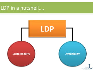 LDP in a nutshell….
Sustainability Availability
LDP
 