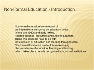 introduction to non formal education