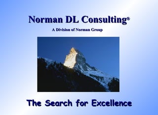 A Division of Norman Group Norman DL Consulting ® The Search for Excellence     