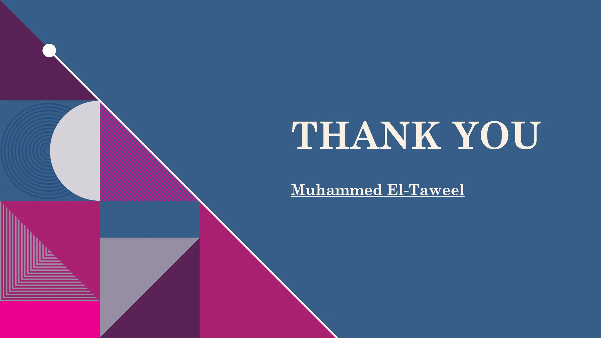 THANK YOU
Muhammed El-Taweel
 