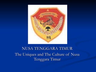 NUSA TENGGARA TIMUR The Uniques and The Culture of Nusa Tenggara Timur 