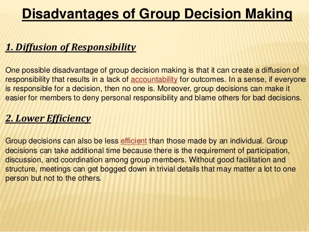 advantages and disadvantages of decision making List some possible advantages & disadvantages of using computer technology for managerial decision making it is understandable that using computer technology in our decision making process. advantages and disadvantages of decision making List some possible advantages & disadvantages of using computer technology for managerial decision making it is understandable that using computer technology in our decision making process.