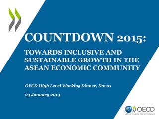 COUNTDOWN 2015:
TOWARDS INCLUSIVE AND
SUSTAINABLE GROWTH IN THE
ASEAN ECONOMIC COMMUNITY
OECD High Level Working Dinner, Davos
24 January 2014

 