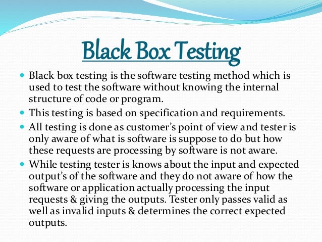 Black Box Testing Example Software Project