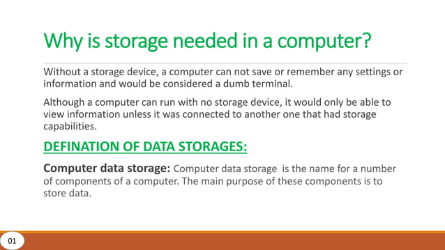 Computer data storage classification | PPTX