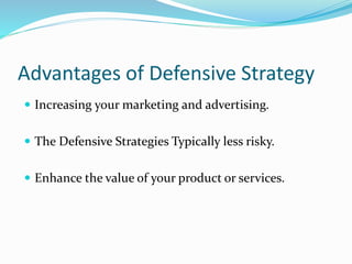 Defensive Strategy Types Presentation of defensive strategies | PPTX