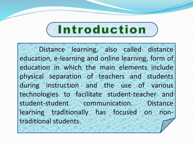 Presentation of distance learning | PPT | Online Education | Education