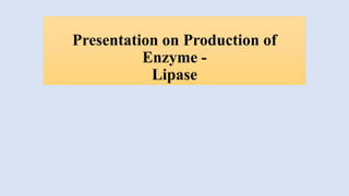 Presentation on Production of
Enzyme -
Lipase
 