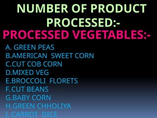 Preprocessed Food Presentation On FROZEN FOODS as vegitables, fruit , snacks | PPTX