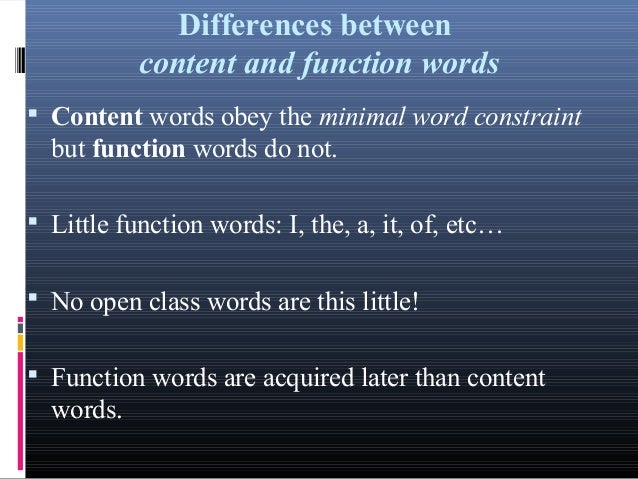 Function Words Vs Contents , Content word – LPTU