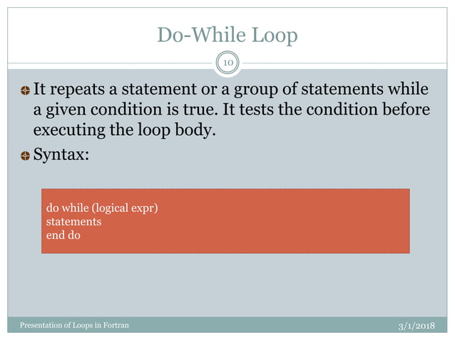 Presentation of loops | PPT