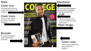 Presentation of magazine front cover annotatinos and contents page | PPT
