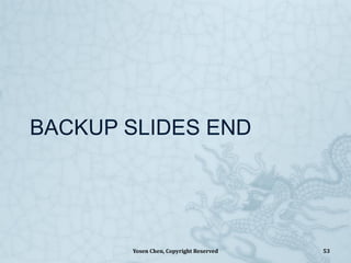 BACKUP SLIDES END
Yosen Chen, Copyright Reserved 53
 