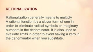 Mathematical Rationalization Limits in Maths presentation | PPTX