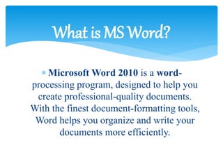 Presentation of ms word | PPT