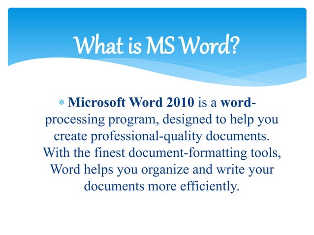 Presentation of ms word | PPT
